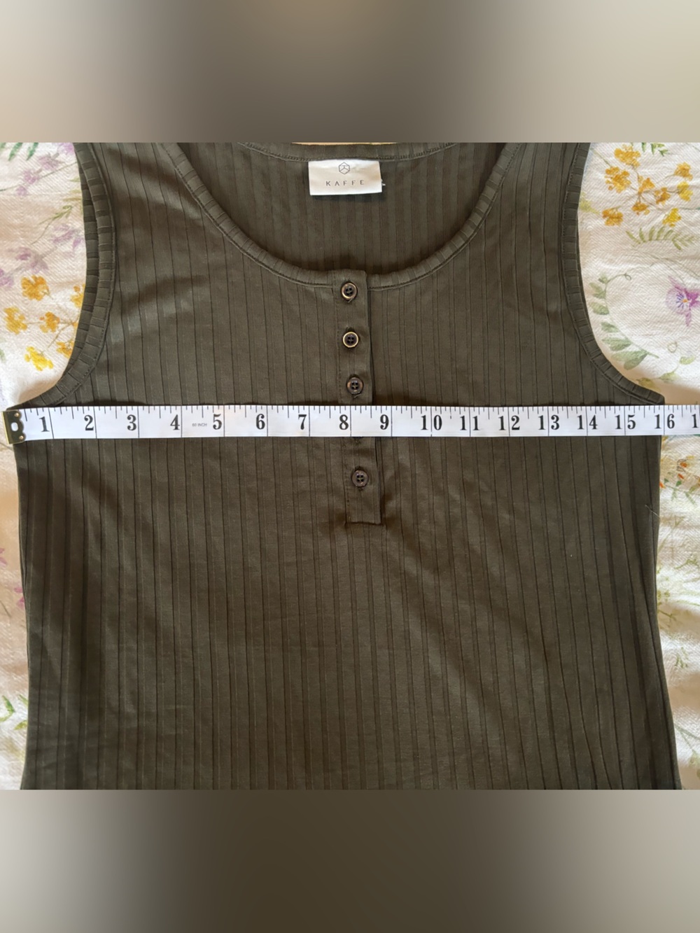 Kaffe Green Ribbed Tank Top Size Small - Picture 9 of 9